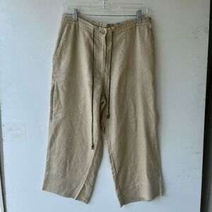 Lauren Ralph Lauren 100% Linen Capri Cropped Wide Leg Pants - Size 10